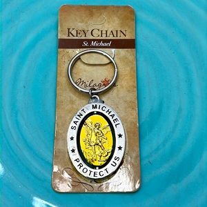 NWT St Michael Silver Key Chain